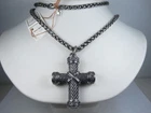 Nina Ricci Rhodium Plated Cross Necklace 30" - 8781