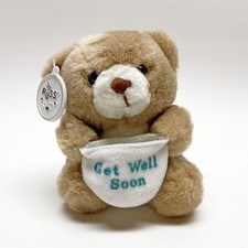 Vintage Russ Good Wish Bears 'Get Well Soon' Teddy Plush Toy with Pouch, 5-Inch