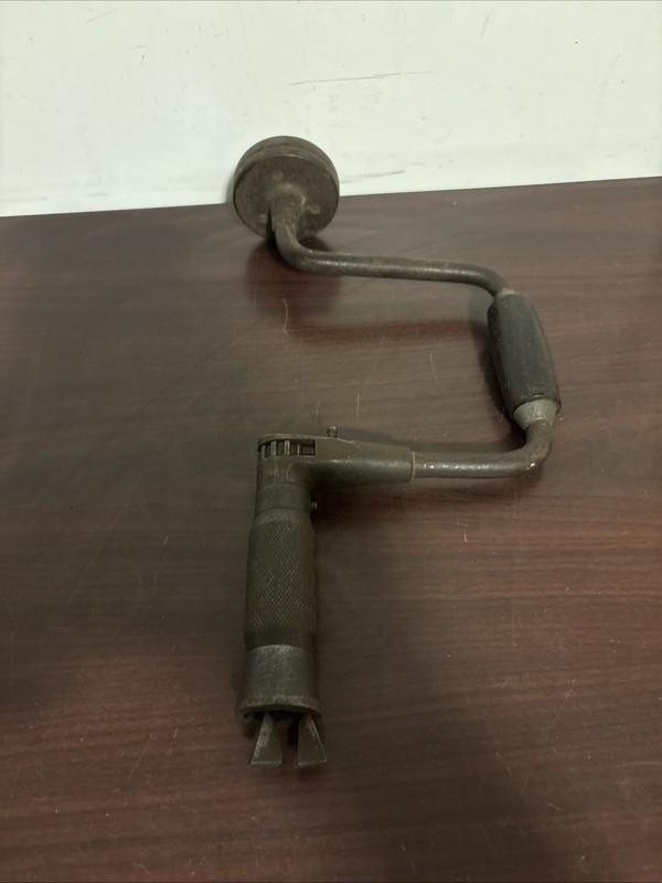 Antique / Vintage hand crank drill stamped Dec 30 1884 Wooden Handles