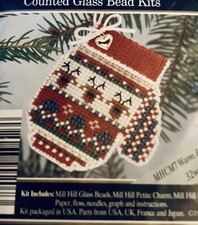 Mill Hill Warm Wooly Mitten Holiday Ornaments Kit Counted Glass Beads New