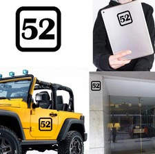 Sticker Vinyl Number 52 Version v1sq
