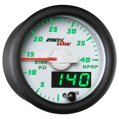 #ad 52mm White amp; Green MaxTow High Pressure Oil Pressure HPOP Gauge $49.97