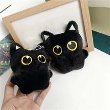 Cute Black Cat Plush Keychain - Soft Stuffed Bag Charm Doll Pendant for Car Keys