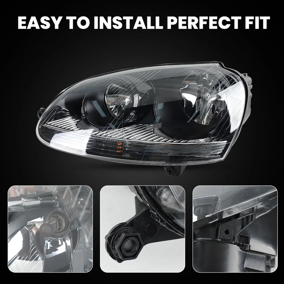 1K6941030T Scheinwerfer Schwarz Vorne links für VW Golf 5 LWR 2003-2009 Halogen - Bild 3 von 4