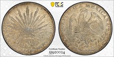 1845-Go PM Mexico Silver 8 Reales PCGS AU Details (cleaned) - Go28, KM-377.8
