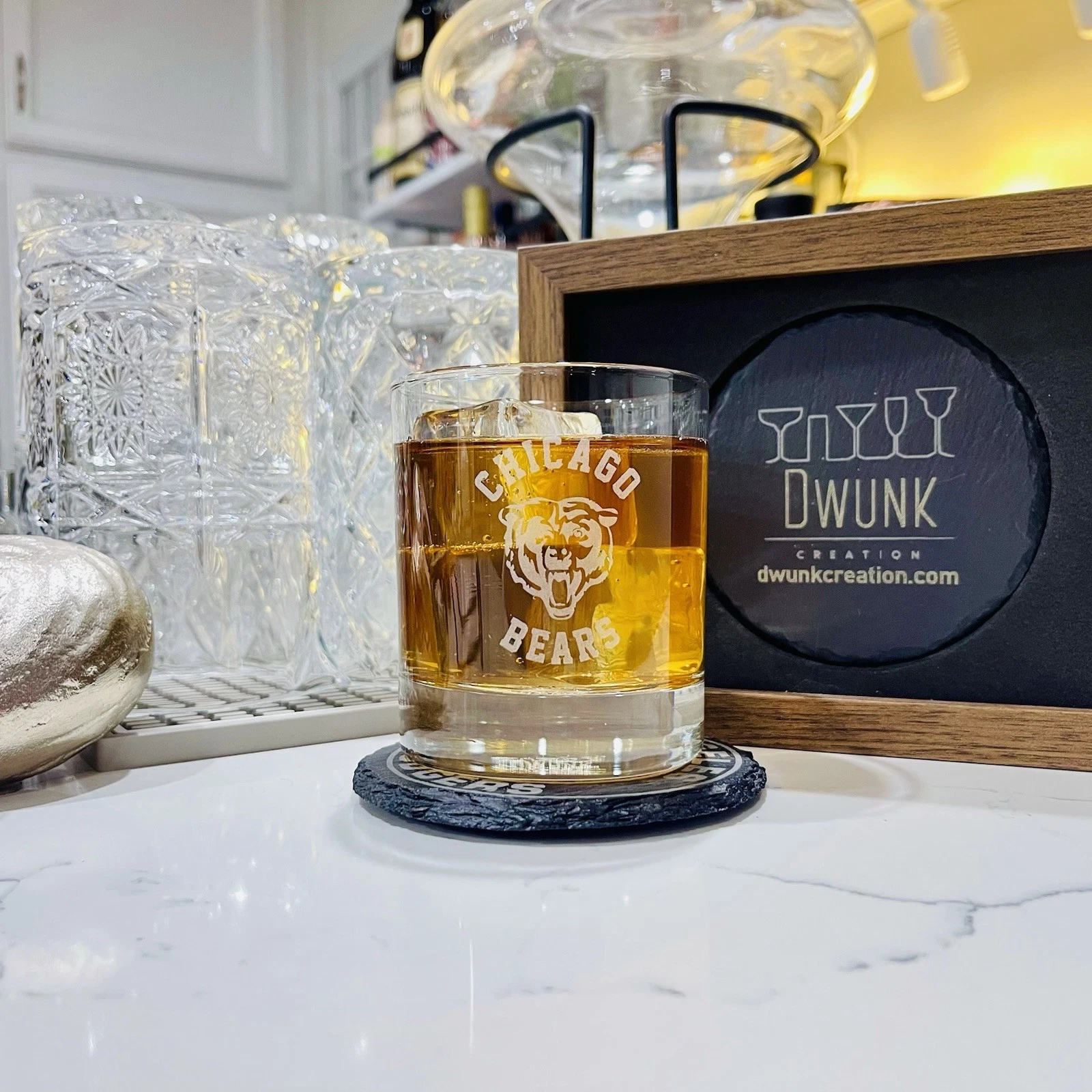 Chicago Bears Rocks Glass