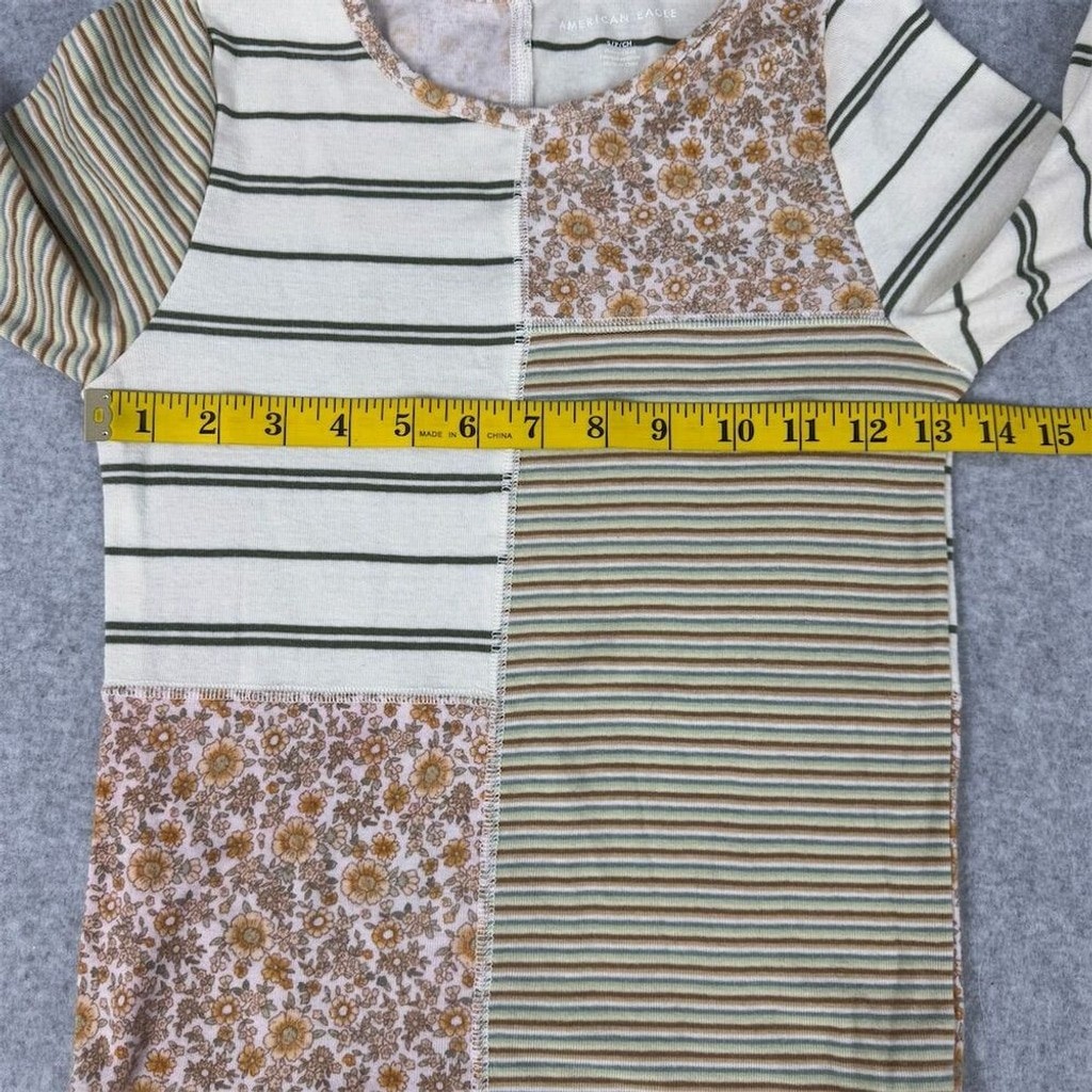 American Eagle Y2K Patchwork Striped Long Sleeve … - image 5