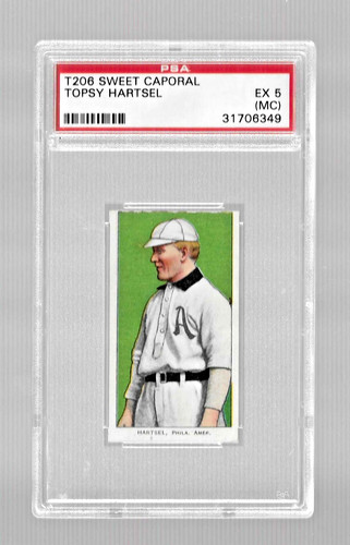 1909-1911 T206 SWEET CAPORAL TOBACCO CARD PSA 5 MC TOPSY HARTSEL MLB ATHLETICS
