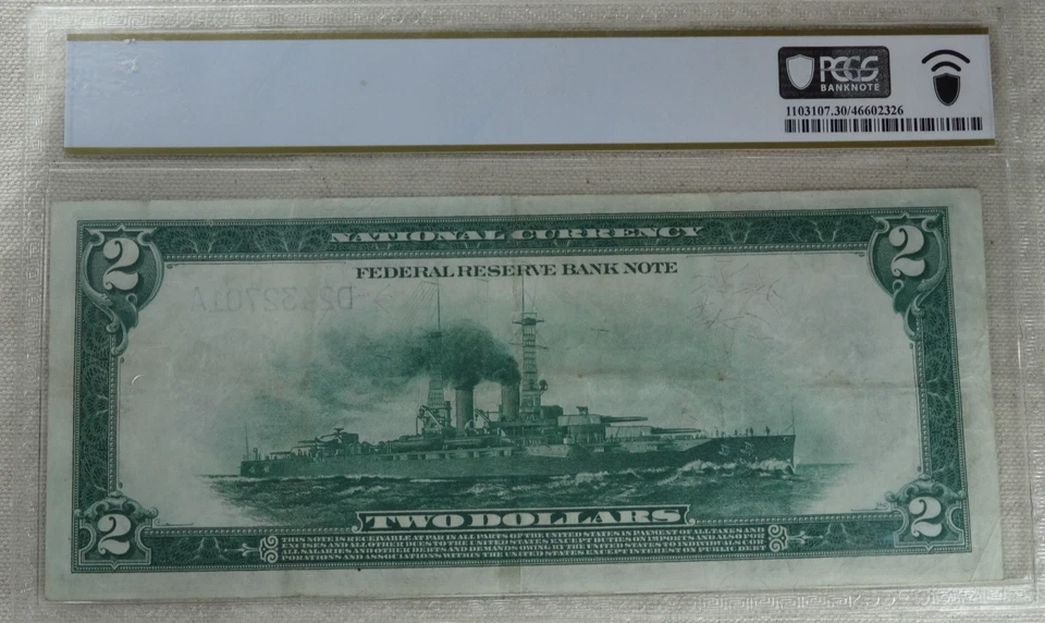 1918 $2 Federal Reserve Bank Note PCGS 30 PPQ Battleship Cleveland FR 758 - Image 2 of 4