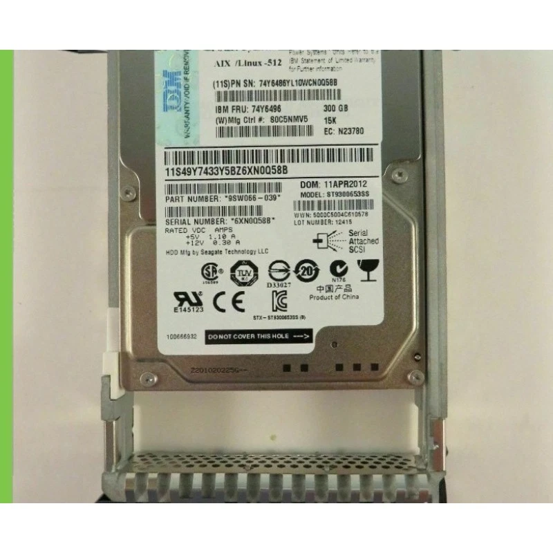 IBM 74Y6486 74Y6496 74Y6492 74Y6497 300GB 2.5" 15K SAS 6G HDD Hard Drive - Image 2 of 3