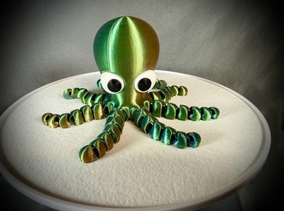 Octopus articulated Figurine 3d printed tri-colored blue, green, orange fidget 