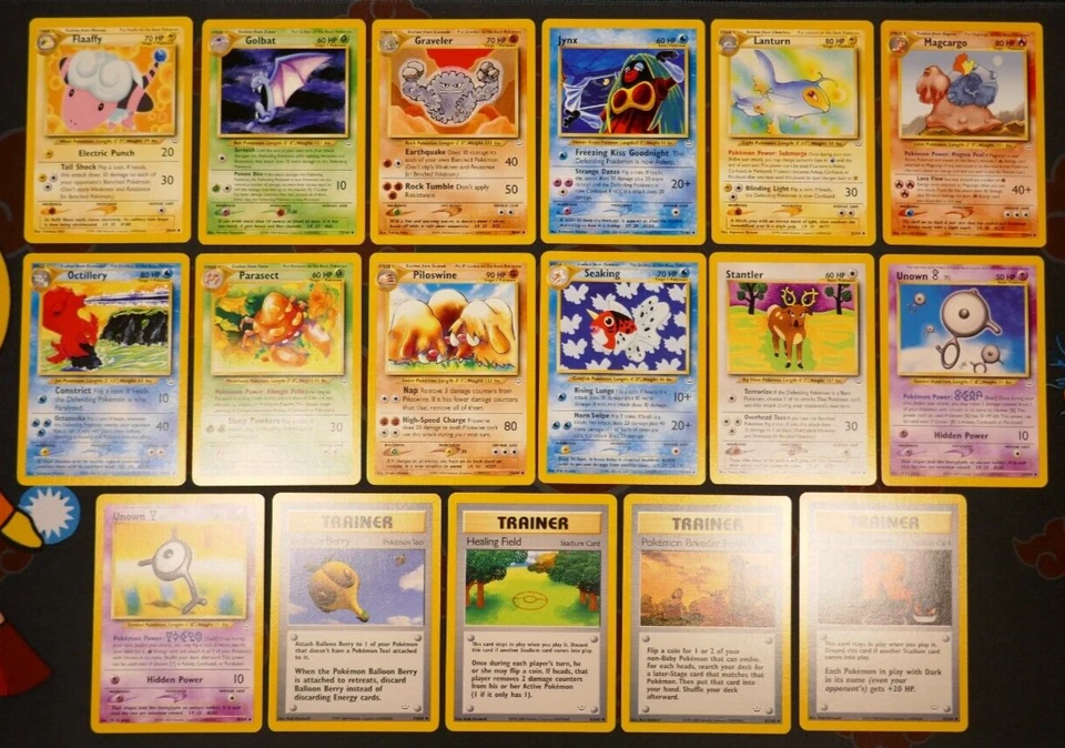 LP/MP (Unlimited) COMPLETE Pokemon NEO REVELATION Set 37-Card UNCOMMON/COMMON 64 - Image 2 of 4