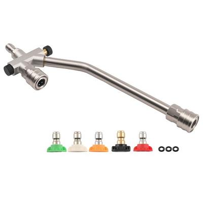 #ad Dual use Foam Spray Gun Dual Connect Double Tip w 5 Nozzles 4000 PSI Stainless $34.19