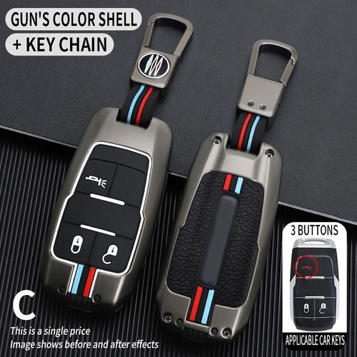 Metal Car Key Fob Cover Case Keychain Ring For 2019-2024 Ram 1500 2500 3500 - Picture 13 of 23