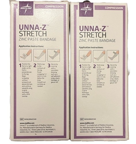 Medline UNNA-Z Zinc Paste Bandage 4" x 10 yds Lot of 2 Exp 1/2027 New Sealed - Picture 3 of 3