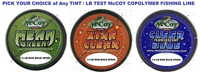 #ad McCoy Fishing Line Copolymer Bulk Spools Mean Green Blue or Clear Any LB Test $24.98