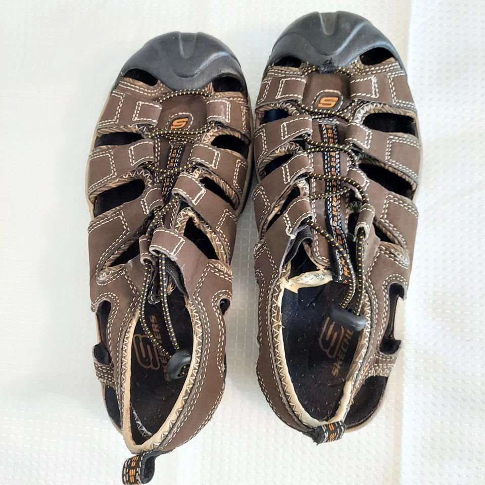 Sandalias de Senderismo Skechers Niños Talla 3 Zapatos Ventilados Marrón Imitación Cuero Niño Foto 2 de 4