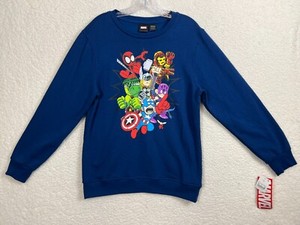 Marvel Avengers Sweatshirt Youth Large Navy Blue Pullover Cartoon Graphic
