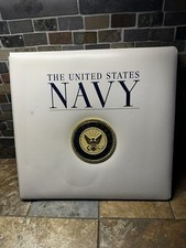 United States US Navy Genuine Bonded Leather Scrapbook Photo Album White Used