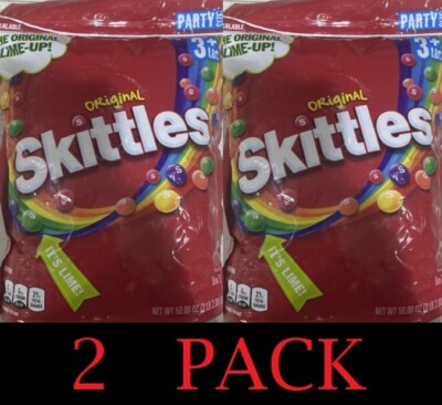 2x Skittles Original Chewy Candy Party Size Resealable Bag 50 oz Lime up 2 PACK