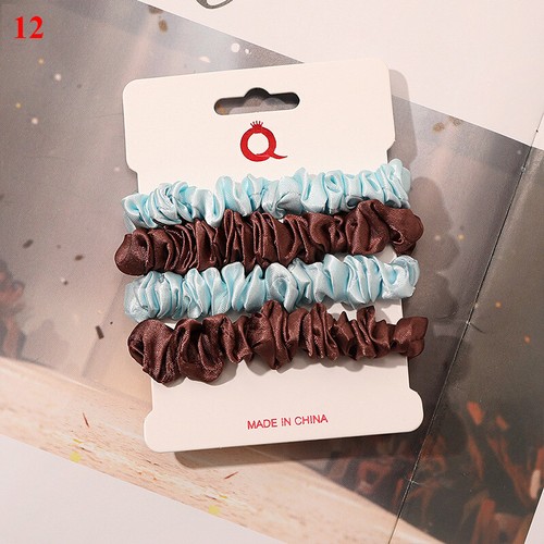 3Pcs/Set Silk Satin Small Scrunchies Ponytail Holder Hair Ties Rope Rubber Bands - Picture 61 of 69