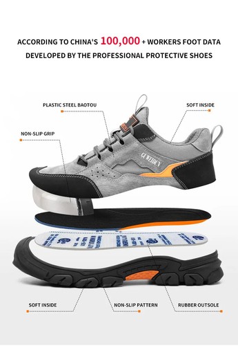 Cowhide Safety Protective Shoes Breathable Steel Toe Anti Smash Safety Boots - Picture 10 of 24