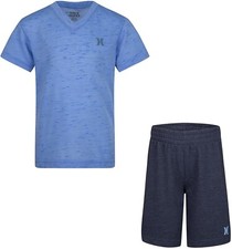Hurley Baby Boy Tee  Short Set, Blue SIZE 12M 