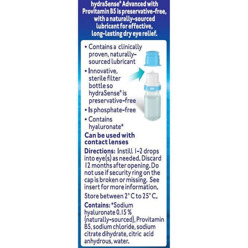 HydraSense Eye Drops - Advanced for Dry Eyes 10ml Provitamin B5 3x10ml - Picture 3 of 3