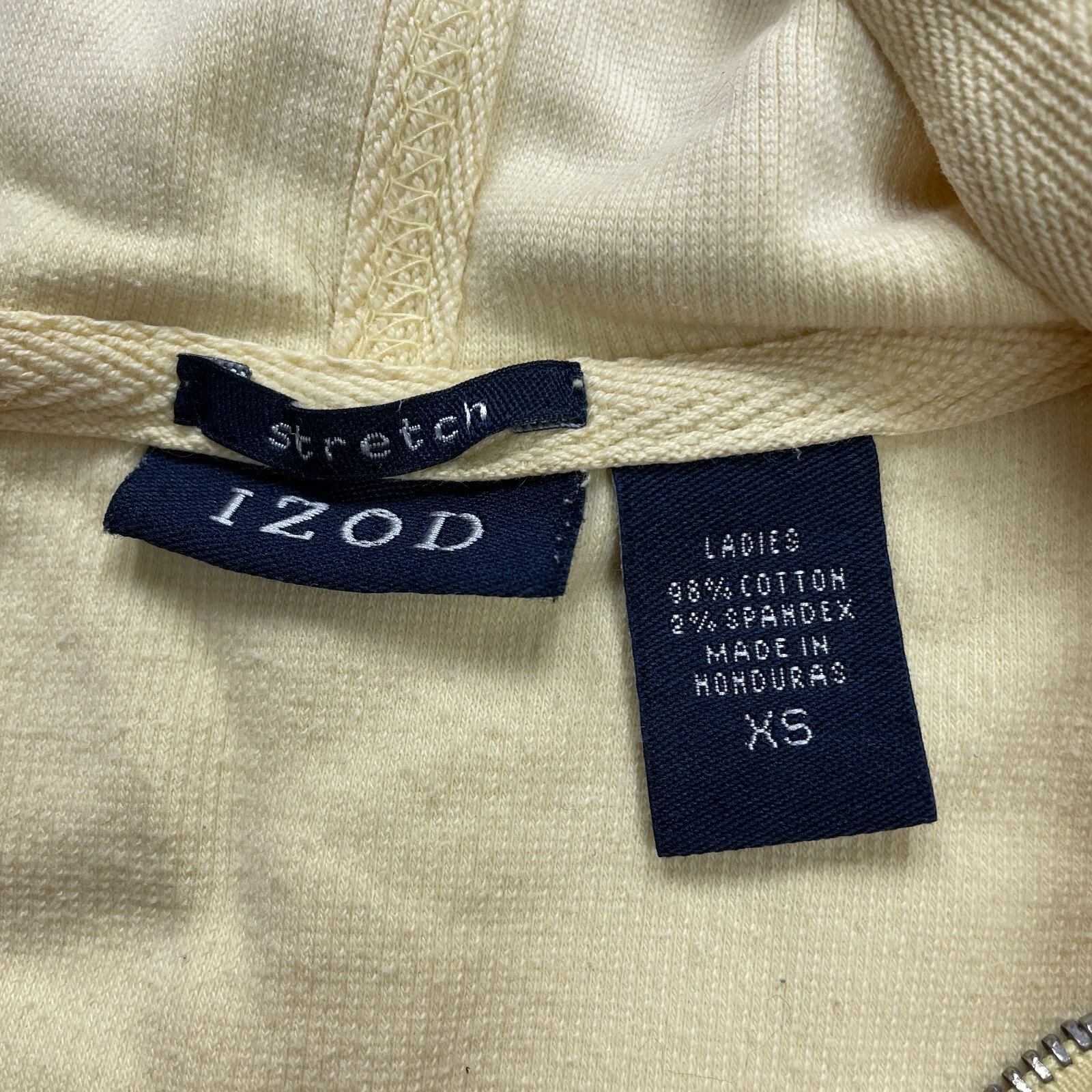 VETEMENTS Giacca Izod Elasticizzata Full Zip Felpa Donna XS Giallo Raglan Cotone Casual Outdoor