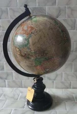 Home Essentials And Beyond Wooden Tabletop World Globe Earth NEW World Public Li