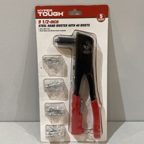 Hyper Tough 9 1/2 Inch Steel Hand Riveter/with 40 Rivets Brand New in Package - Foto 1 di 6