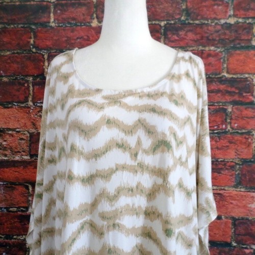 NEW New Directions Women's Pullover Top 3X Curvy Beige Waves Cottagecore NWT - Picture 3 of 15