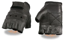 Milwaukee Leather SH216 Men's Black Leather Fingerless Gloves with Padded Palm
