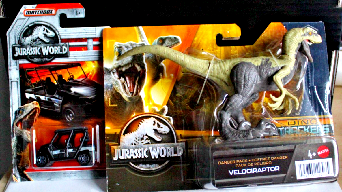 Matchbox Jurassic World vehicles x11 and Dinosaur Volocirapter set