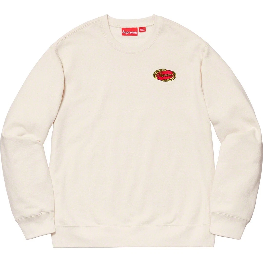 Supreme Chain Logo Crewneck Naturel Medium Brodé Neuf SS19