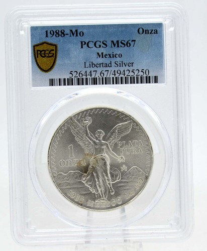 1988 Libertad MS67 PCGS Mexico 1 Onza Silver KEY DATE