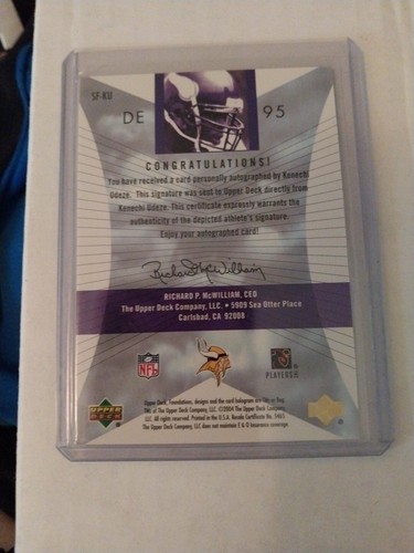 Kenechi Udeze 2004 Upper Deck Foundations Signatures Auto Minnesota Vikings - Picture 2 of 2