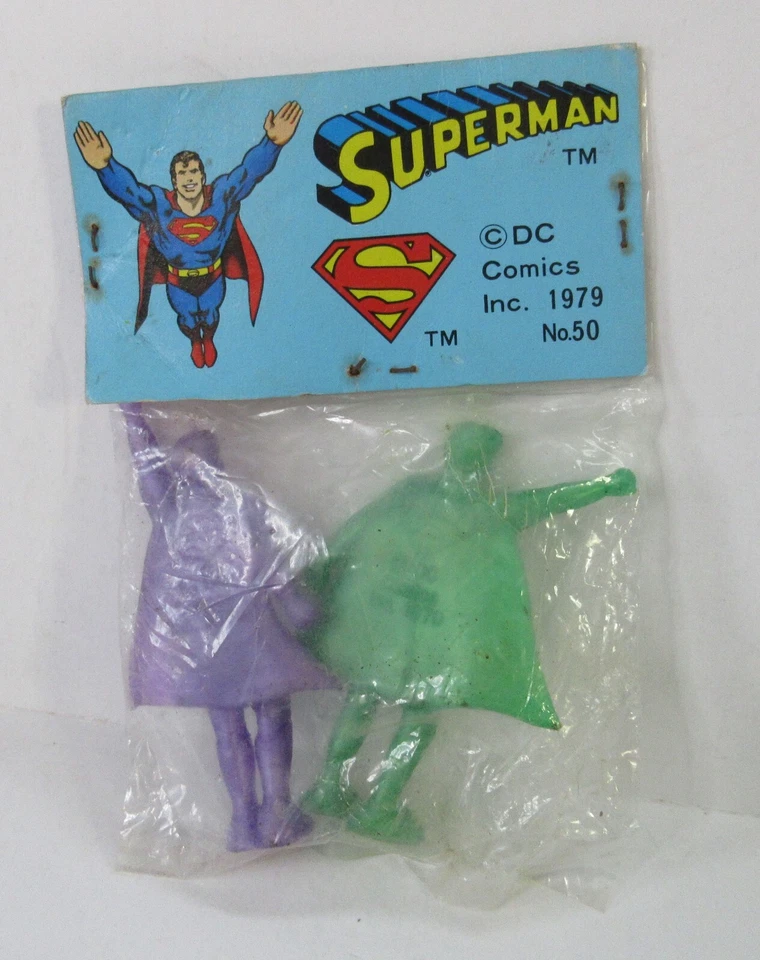 Superman 1979 Keshigomu goma 2 figuras en bolsa con encabezado # 50 RARO de colección Foto 4 de 4