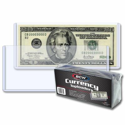 (50-Count) BCW Currency Toploaders Regular Dollar Bill Size (2 Packs of 25)
