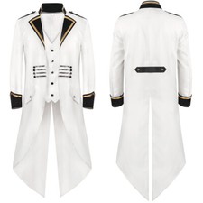 Men Midi Blazer Suit Jacket Performance Swallow-tailed Coat Punk Prom Party Chic