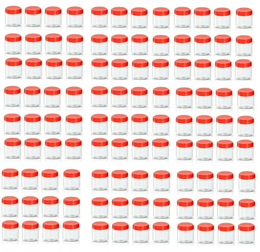 100 X 50ml Plastic Storage Jars Containers Canisters Pots Screw Top Spice Jar