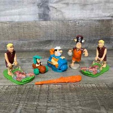 Vintage Flintstones Lot Toy Fred Flintstone Barney Cake Topper PVC