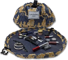 Cosmetic & Makeup Bag Organizer - Portable Drawstring Bag w/Zipper Pocket,Makeup