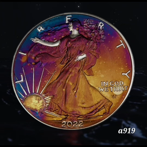 2022 Silver American Eagle, moneta tipo 2, tonalità arcobaleno colorata #a919 - Video 1 di 1