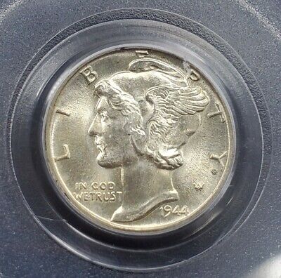 1944 D Mercury Silver Dime Coin PCGS MS65 FB Gem BU FSB Full 1944 D Mercury Silver Dime Coin PCGS MS65 FB Gem BU FSB Full