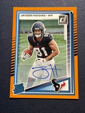 2025 Donruss Jayden Higgins Orange Press Proof Rated Rookie Auto Texans #334