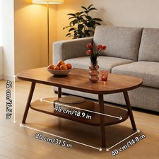 2 Layer Coffee Table Cloud Tea Table Modern Living Room Desk W/ Storage Shelf UK