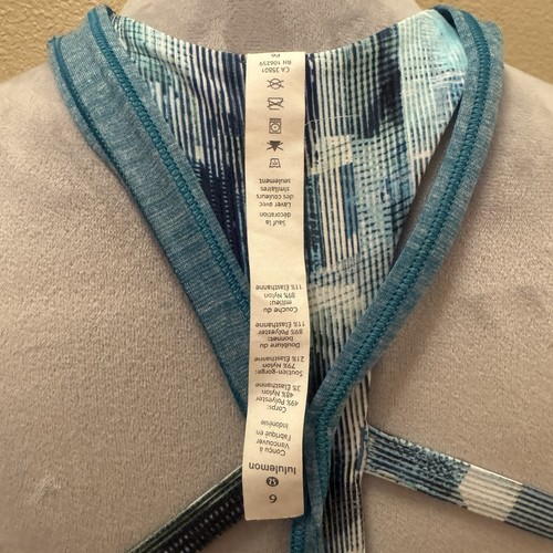 Lululemon Twist & Toil Tank Size:6 Heathered Teal Blue / Sun Dazed Multi Blue - Picture 6 of 10