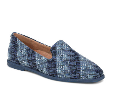 BEST DEAL VIONIC Womem's Willa 2.0 Slip on Flat, Denim Blue Jacquard (MEDIUM)