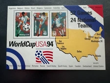 Scott #2837 WorldCup USA 94 Souvenir Sheet of 3 Stamps (1994)